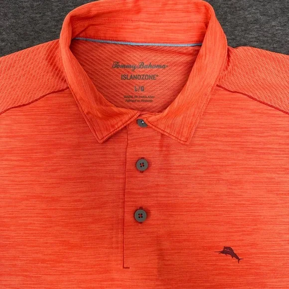 Tommy Bahama IslandZone Polo Shirt Vibrant Coral Performance Golf Large Beach - Picture 1 of 13